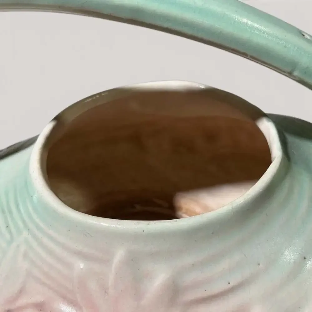 Vintage McCoy Pink and Green Ceramic Teapot with Daisy Pattern